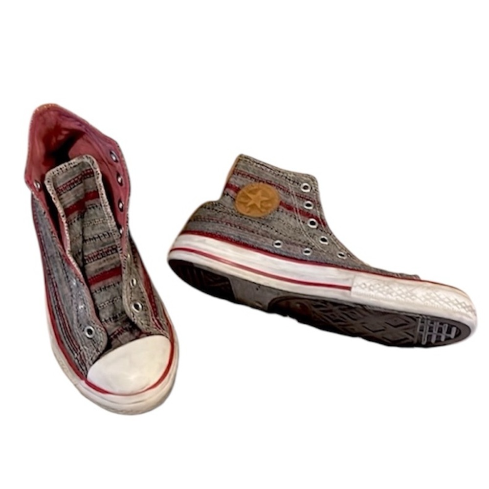 Converse Men’s Hightop Striped Denim Suede Rubber Toe Sneakers Sz 4